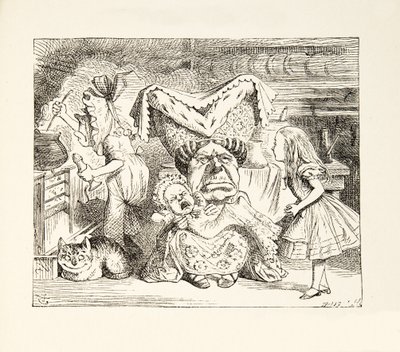 Hertuginden med sin familie, fra Alices eventyr i Eventyrland af Lewis Carroll (1832 - 98), udgivet i 1891 af John Tenniel